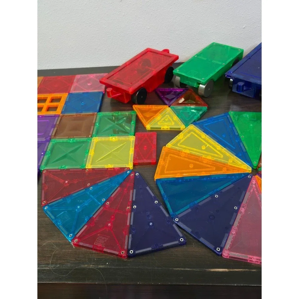 Mixed Brand Magnetic Building Tiles Lot Vehicle Bases STEM Toys